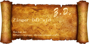 Zinger Dávid névjegykártya